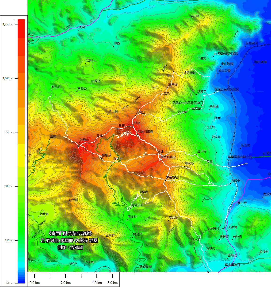 妙峰山、阳台山、凤凰岭、大觉寺周边地图